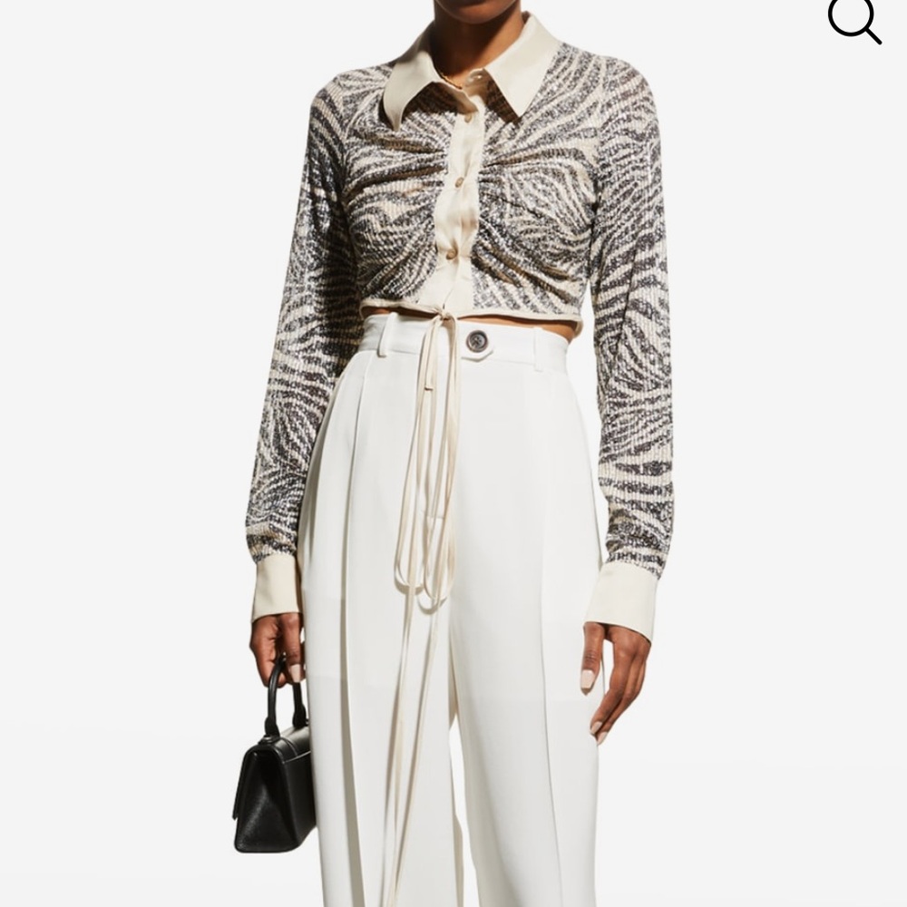In the mood for love Lina lacing zebra sequin crop top blouse - XS